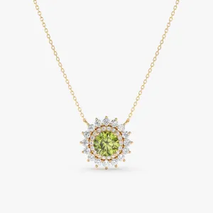 Diamond Halo Peridot Necklace, Saira SARAHELISE