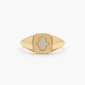 Diamond Hamsa Signet Ring, Giselle SARAHELISE