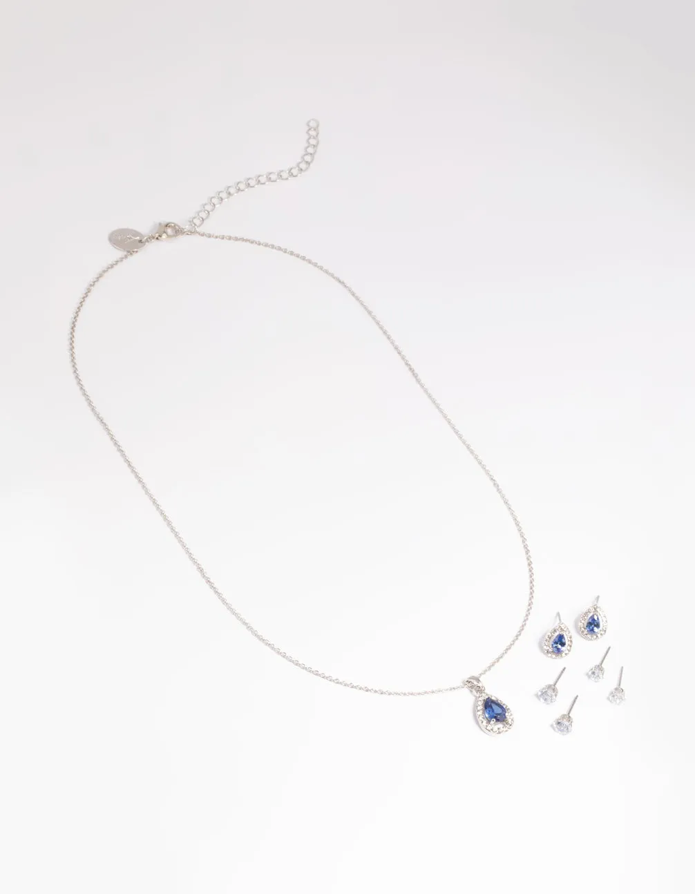 Diamond Simulant Sapphire Necklace and Earrings Set