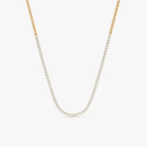 Diamond Tennis Necklace with Cuban Chain, Mackenzie SARAHELISE