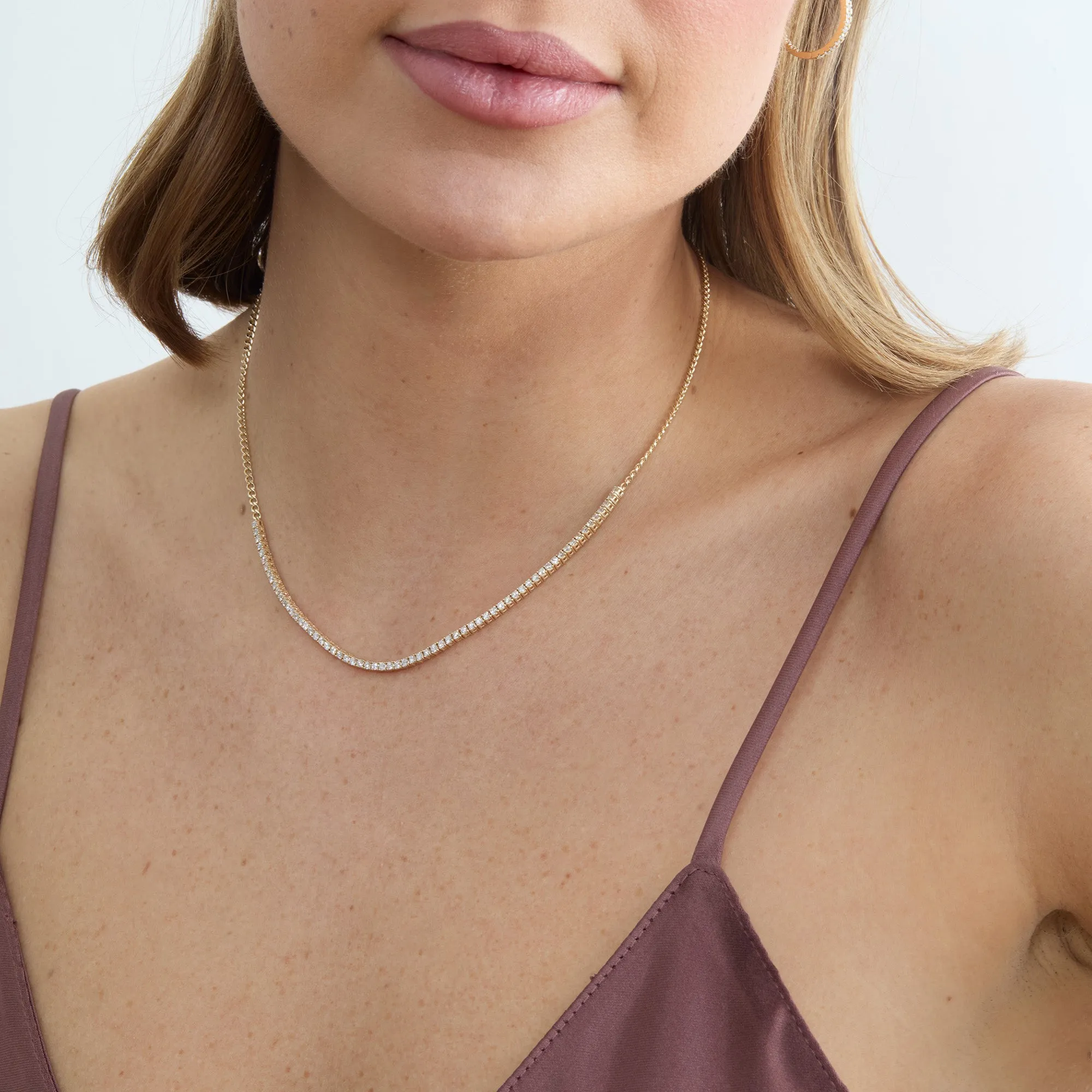 Diamond Tennis Necklace with Cuban Chain, Mackenzie SARAHELISE