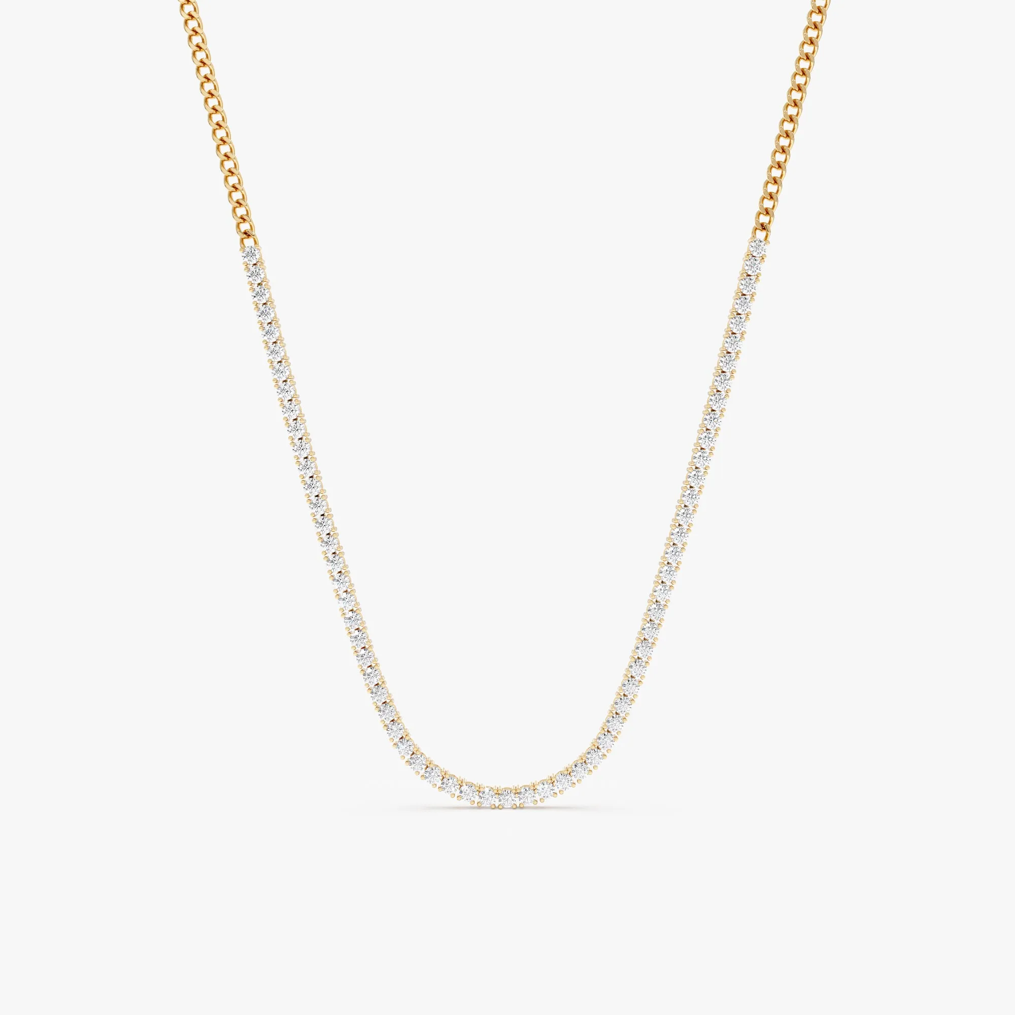 Diamond Tennis Necklace with Cuban Chain, Mackenzie SARAHELISE