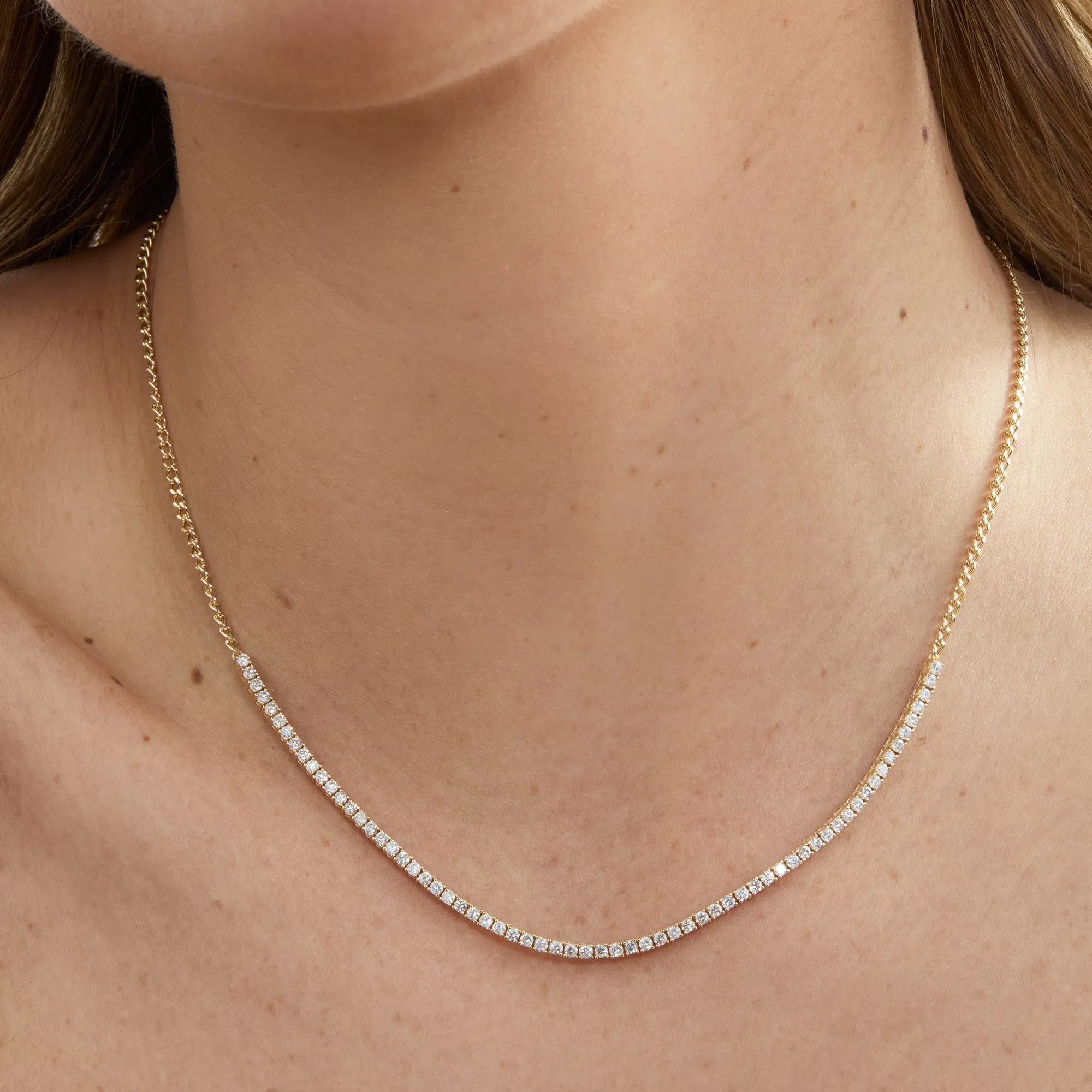 Diamond Tennis Necklace with Cuban Chain, Mackenzie SARAHELISE