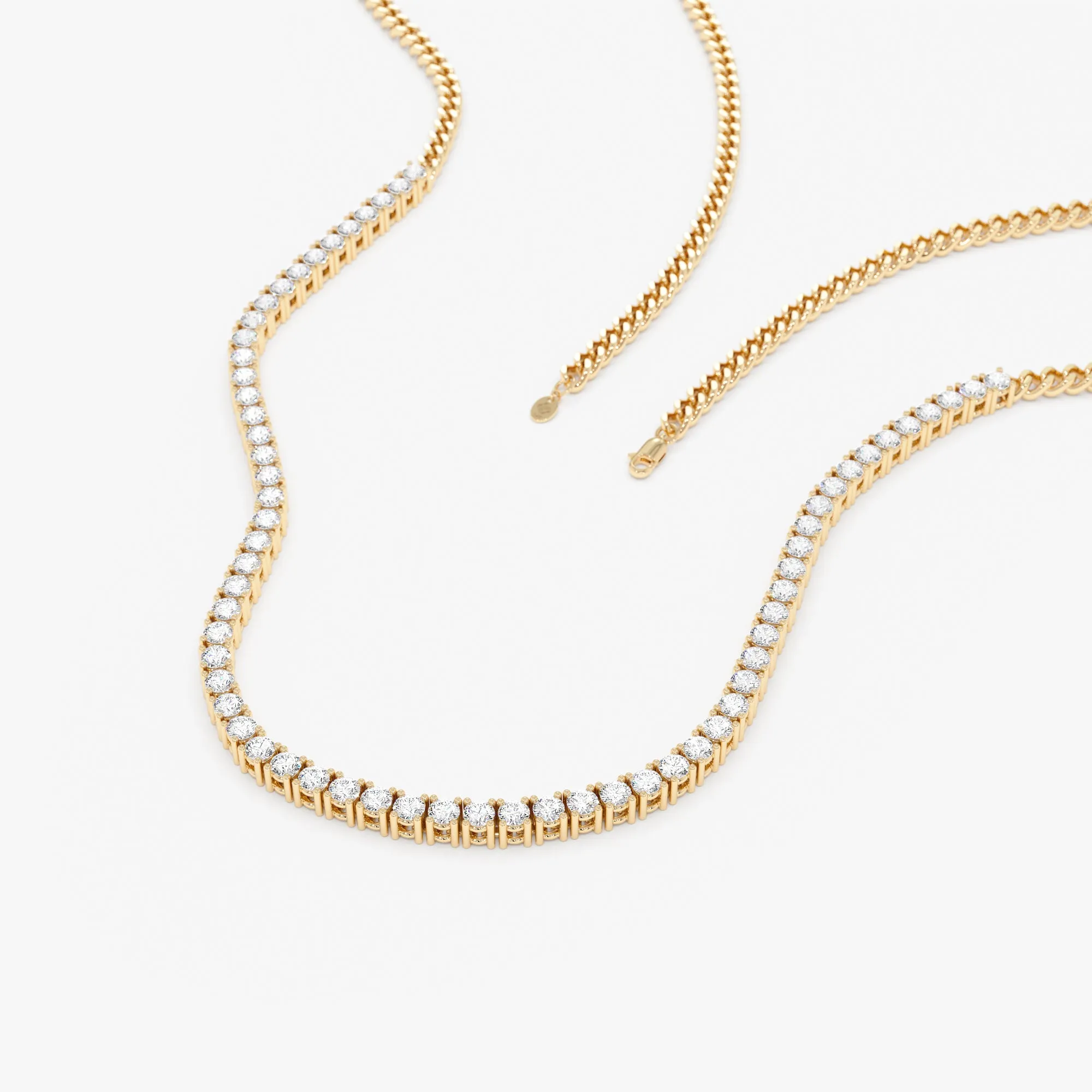 Diamond Tennis Necklace with Cuban Chain, Mackenzie SARAHELISE