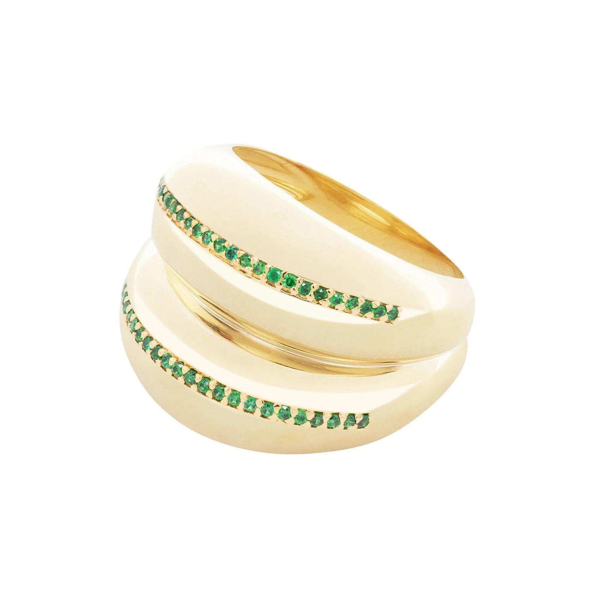 Double VOID 18K Gold Plated Ring w. Black Spinel