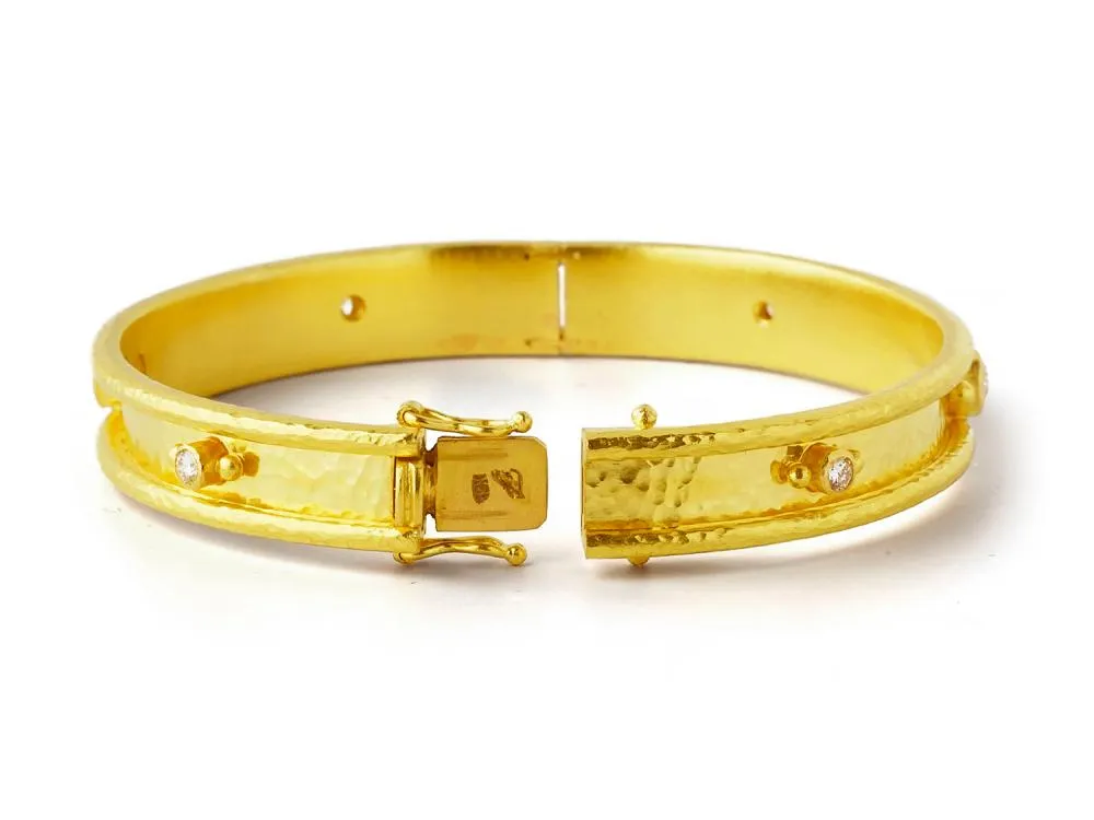 Elizabeth Locke Flat Thin Bangle with Diamonds