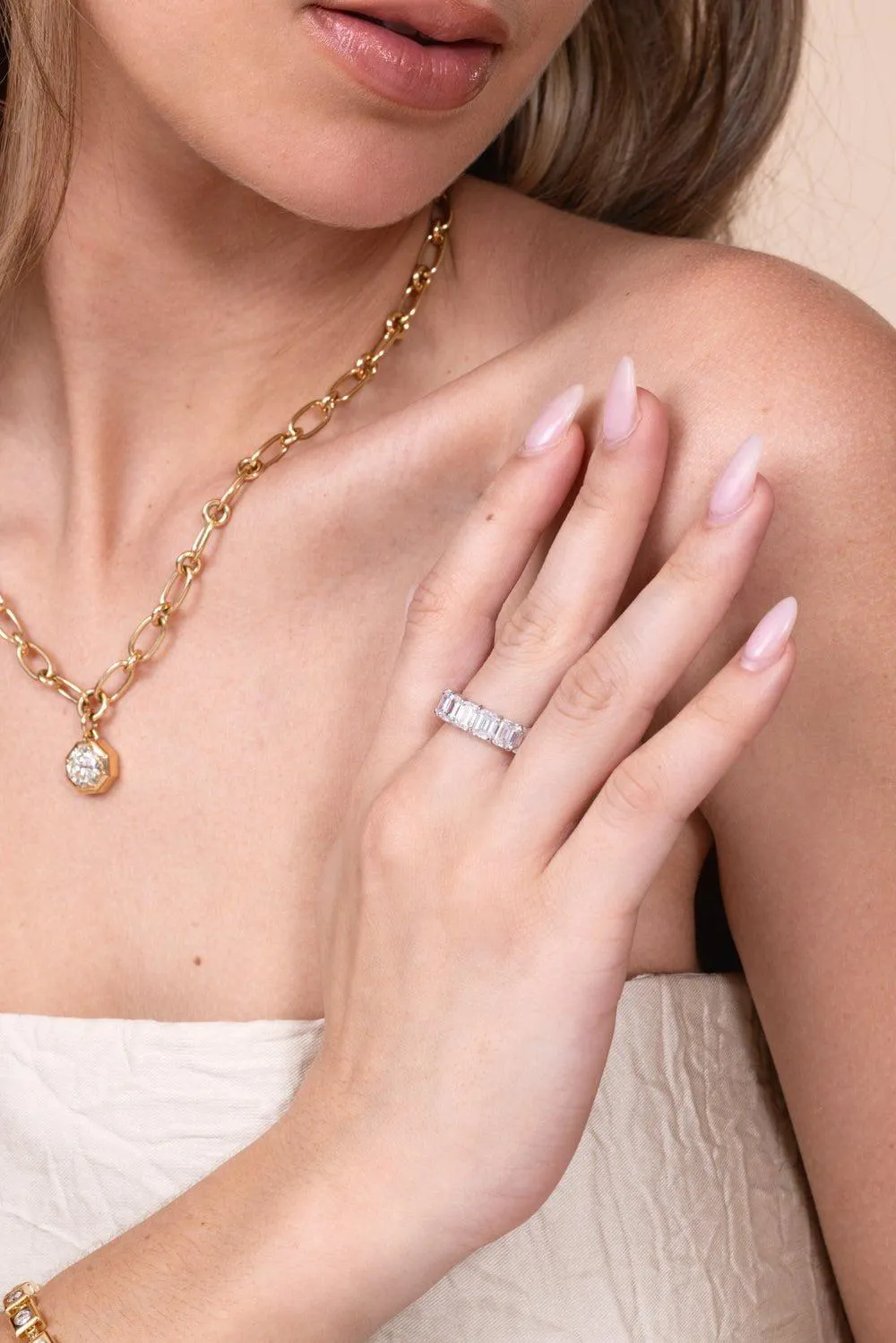 Emerald Cut Eternity Band