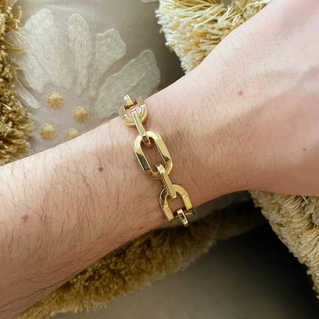 Estate 18K Yellow Gold Large Oval Link Bracelet
