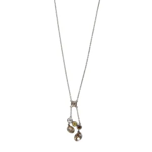Estate 3ctw Multi Color Diamond Bezel Platinum Necklace Croghans