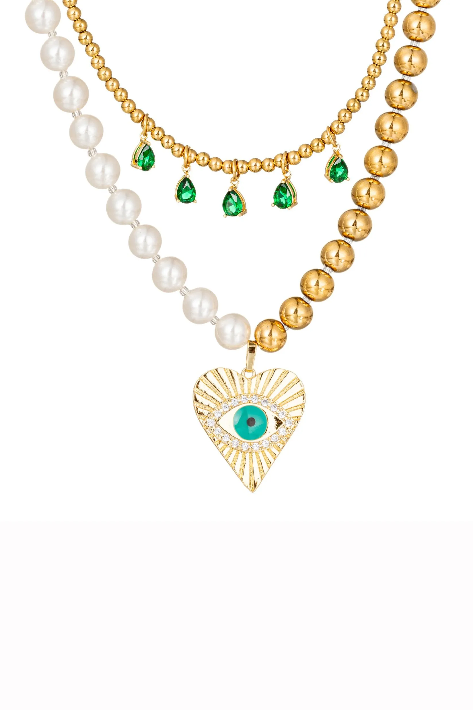 Eye Heart Pearl Necklace