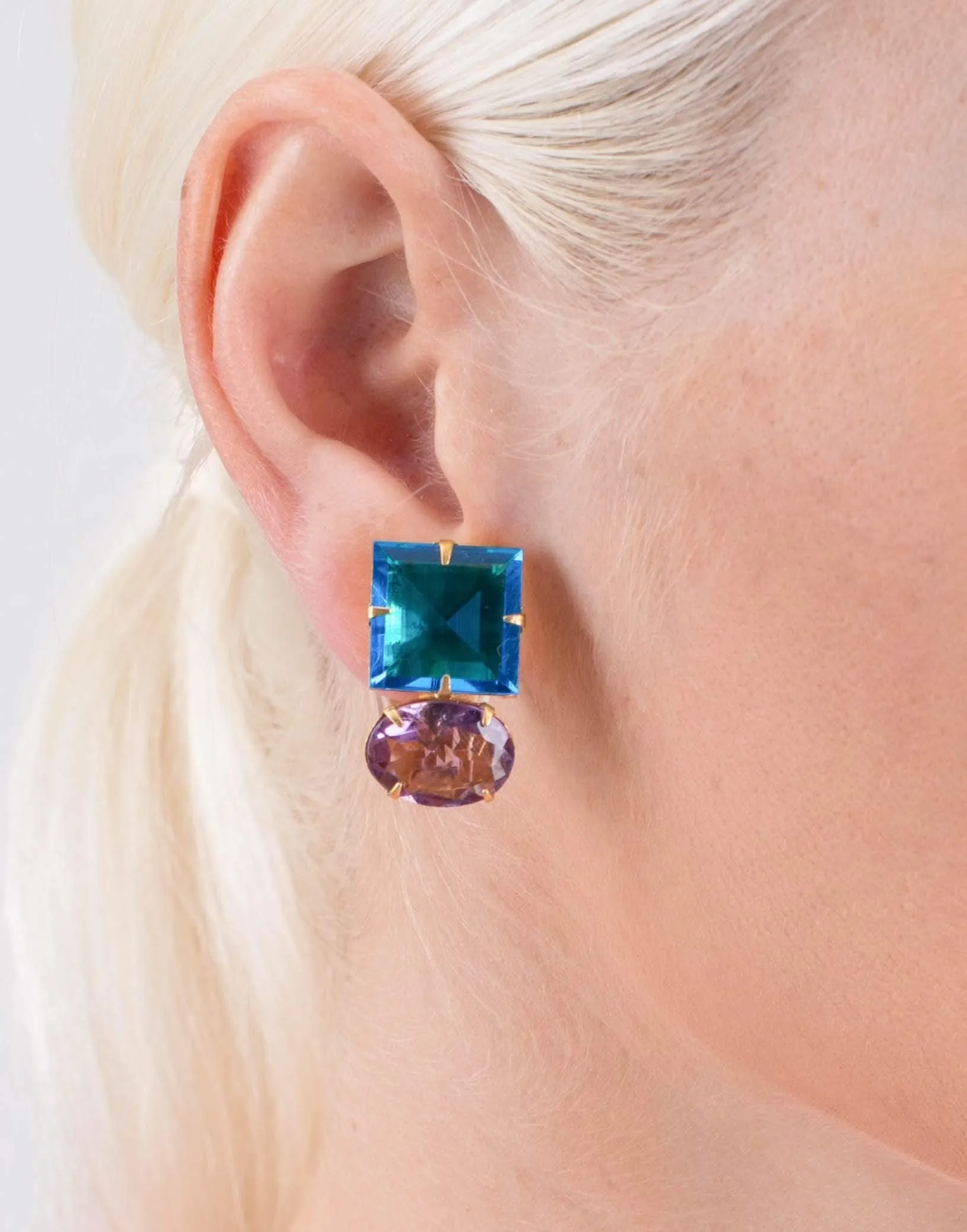 Faceted Amethyst Quartz Earrings