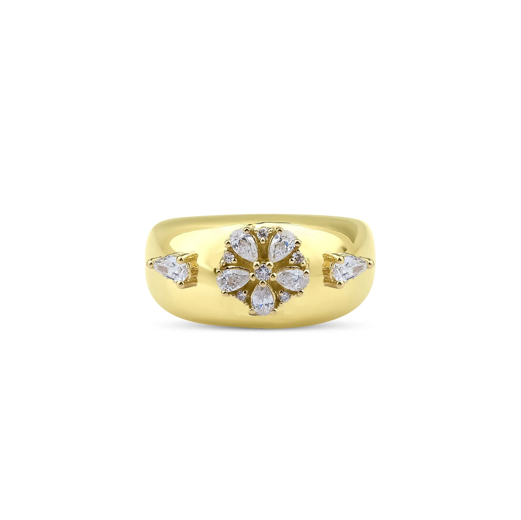 Fleur Bombe 18K Gold Ring w. Diamonds