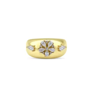 Fleur Bombe 18K Gold Ring w. Diamonds