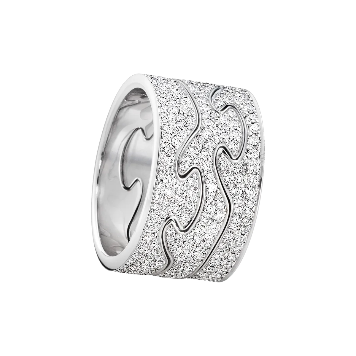 Fusion Pavé 18K White Gold Rings w. Diamonds