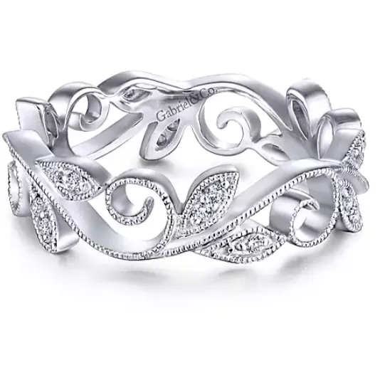 Gabriel 14K Gold Scrolling Floral Diamond Ring