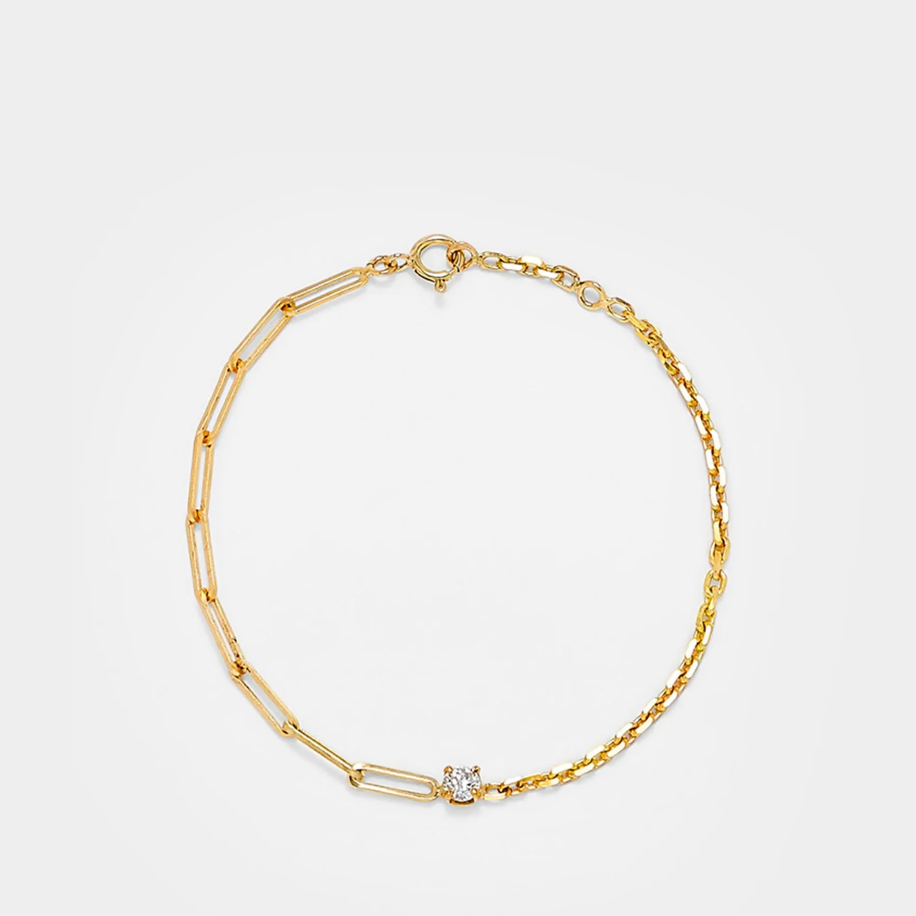 Gm Solitaire bracelet in 9 kt gold and round diamond