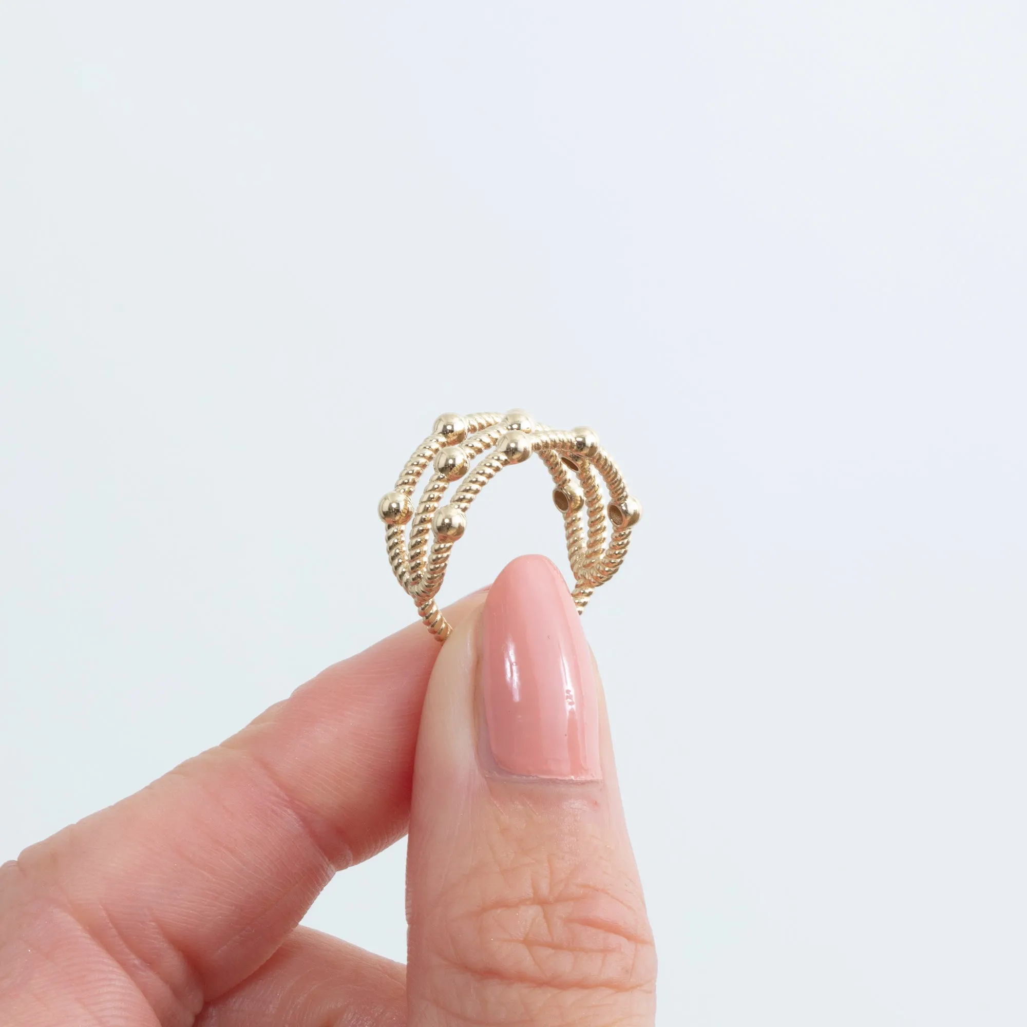 Gold Bead Stacked Station Ring, Belanova SARAHELISE