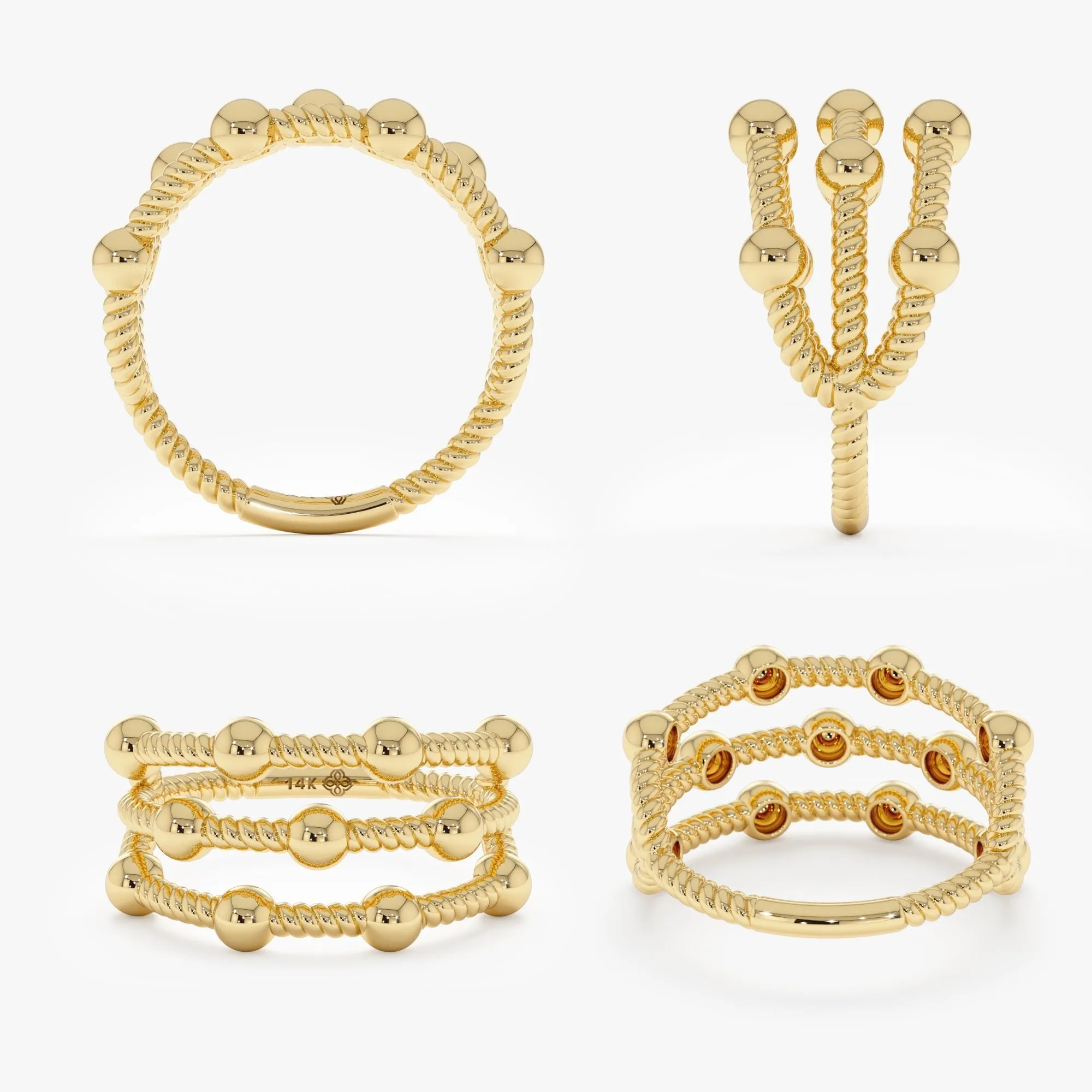Gold Bead Stacked Station Ring, Belanova SARAHELISE