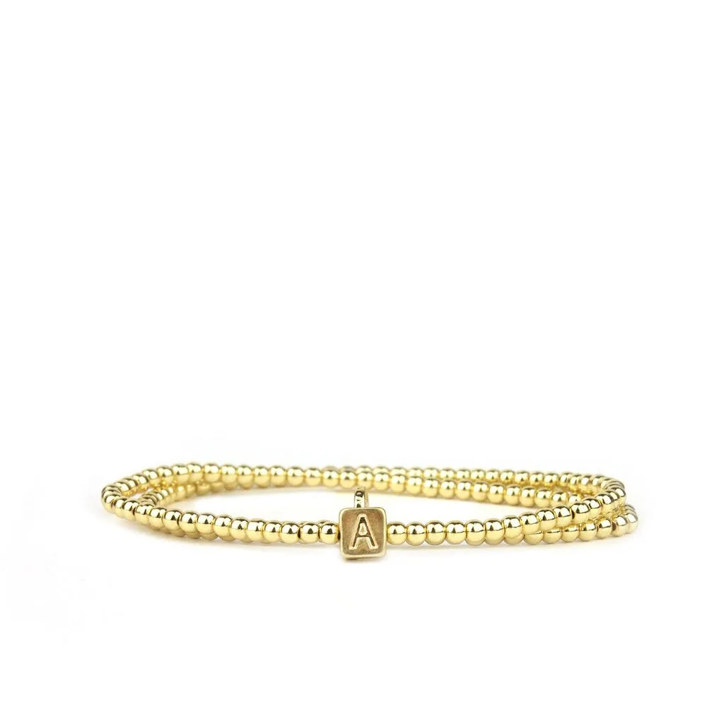 Gold Block Initial Choker/Wrap Bracelet