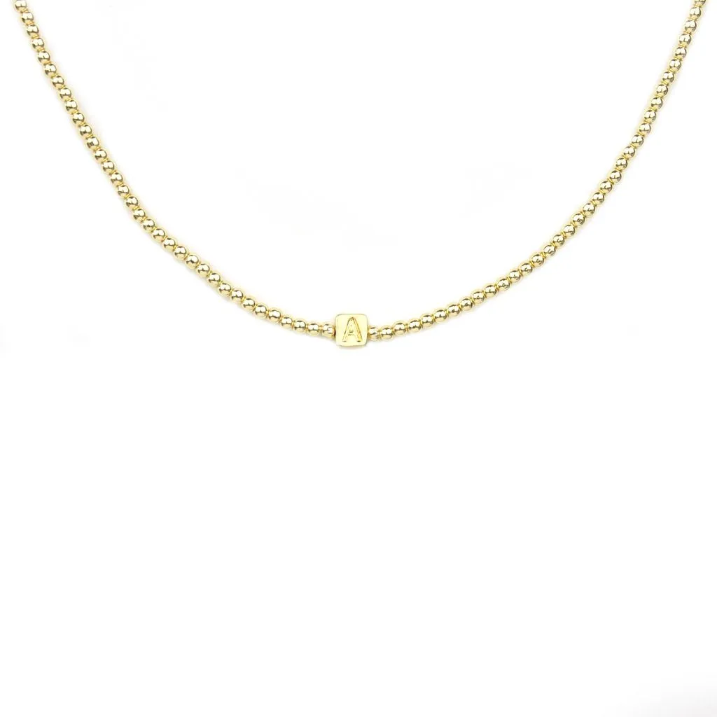 Gold Block Initial Choker/Wrap Bracelet