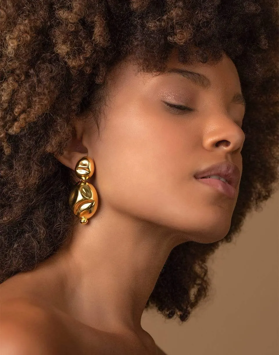 Gold Puerto Two-Drop Earrings