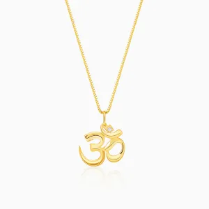 Golden Classic Om Pendant With Box Chain For Him Giva