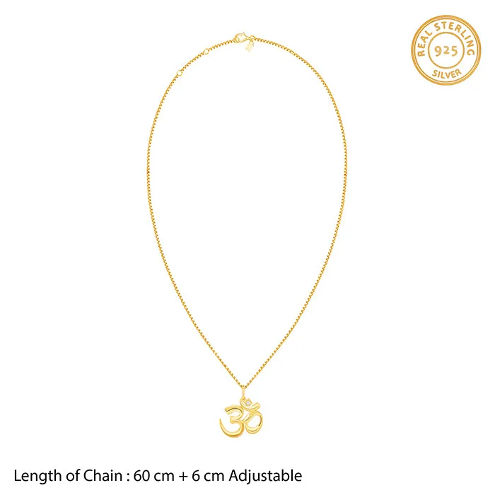 Golden Classic Om Pendant With Box Chain For Him Giva