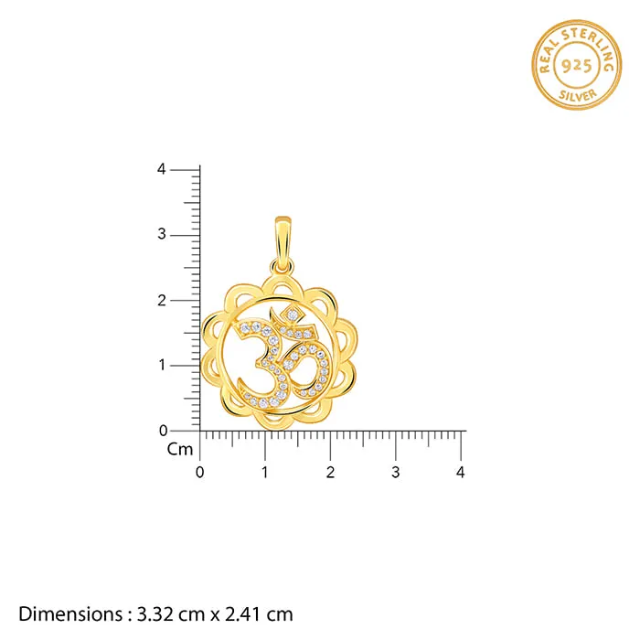 Golden Om Pendant With Box Chain For Him Giva