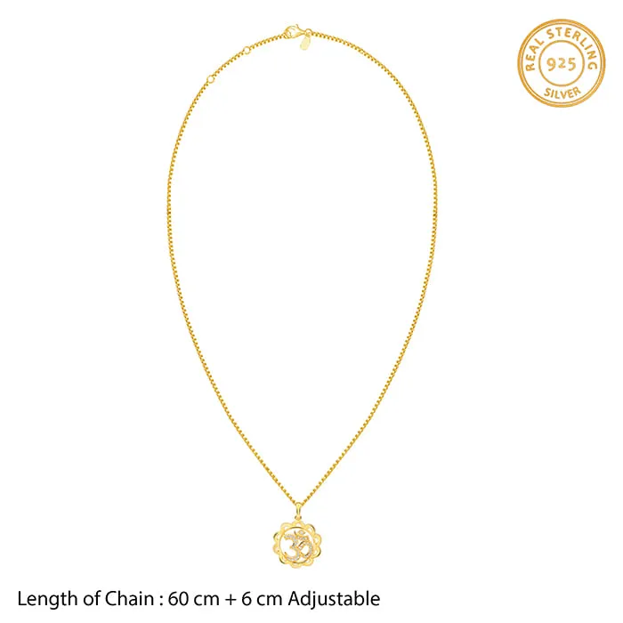 Golden Om Pendant With Box Chain For Him Giva