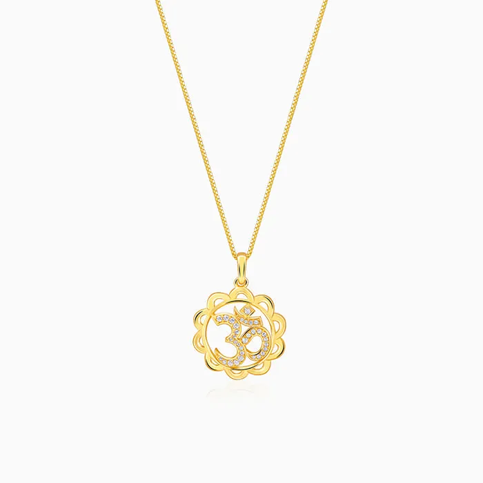 Golden Om Pendant With Box Chain For Him Giva
