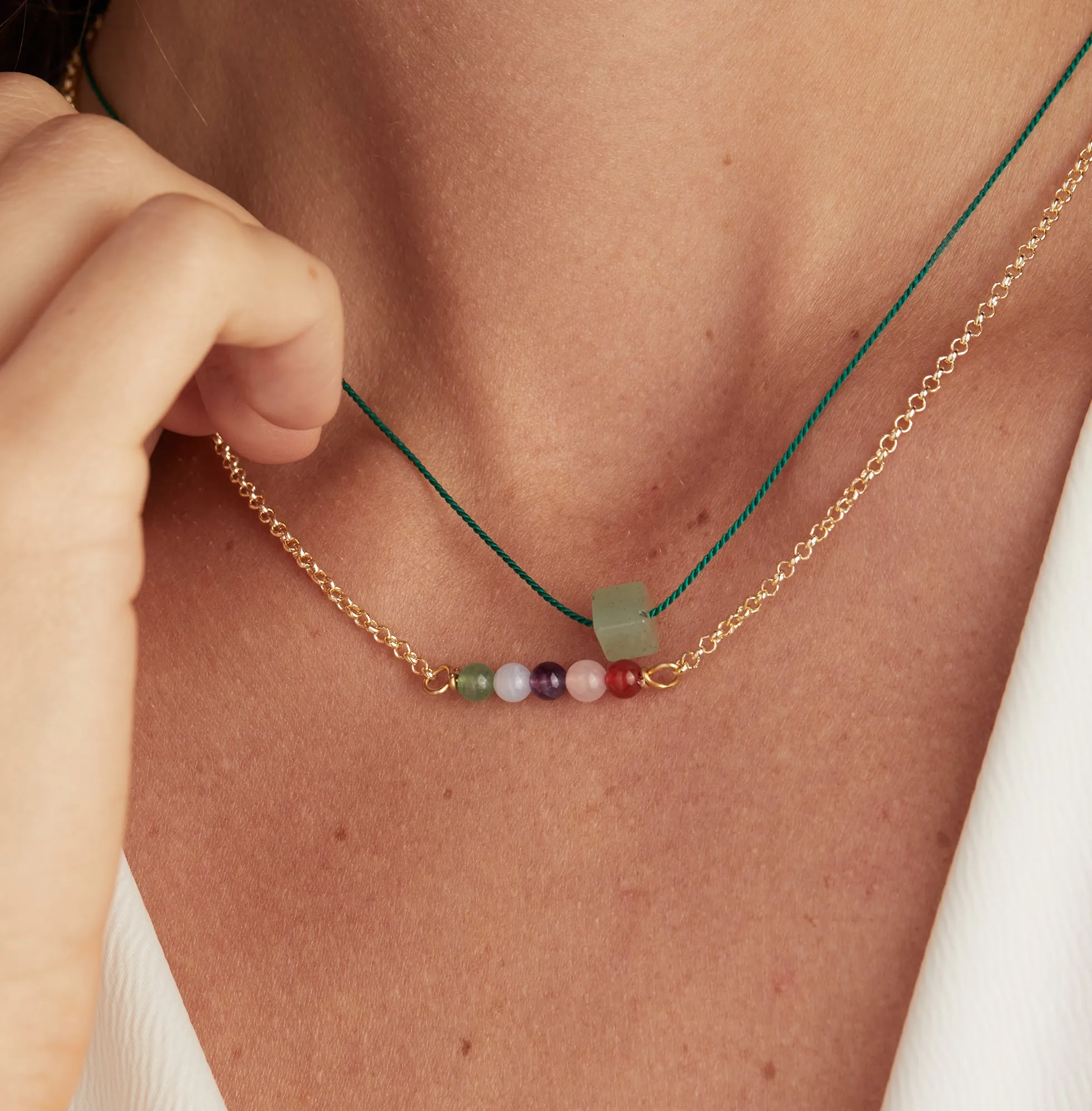 Green Aventurine Gemstone Cord Necklace