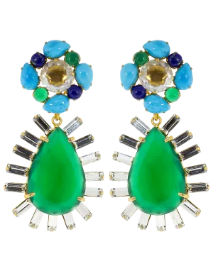 Green Onyx Baguette Earrings