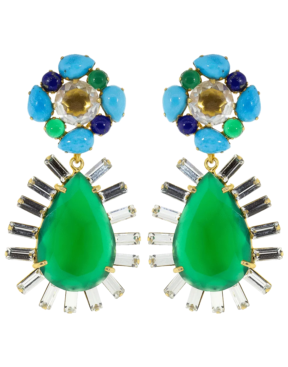 Green Onyx Baguette Earrings