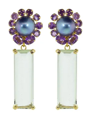 Grey Pearl Earrings Set