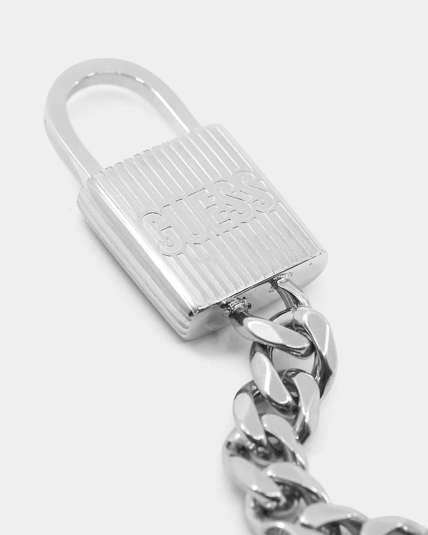 Guess Mainline Lock N' Roll 14mm Curb Chain Bracelet Steel
