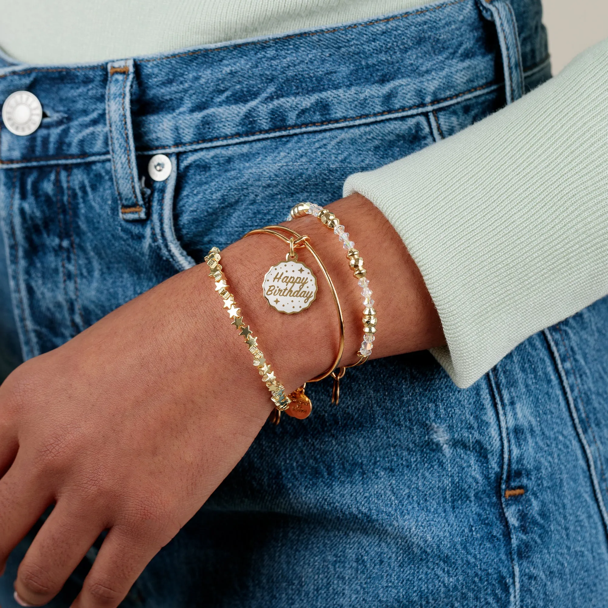 Happy Birthday Beaded Star Bangle Set