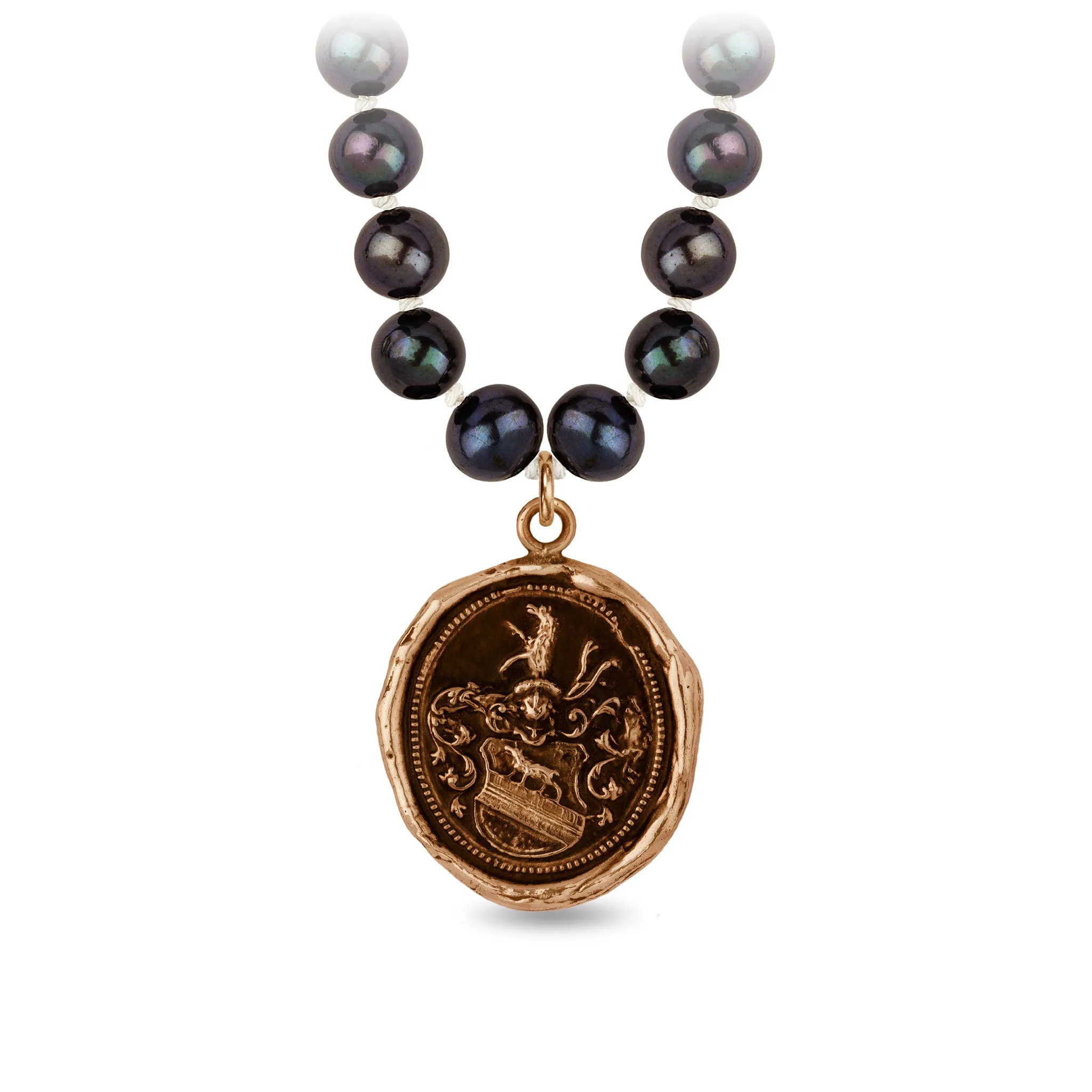 Heart of the Wolf Freshwater Pearl Necklace - Peacock Black