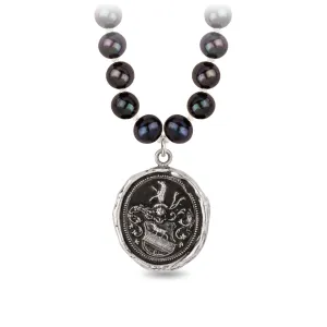 Heart of the Wolf Freshwater Pearl Necklace - Peacock Black