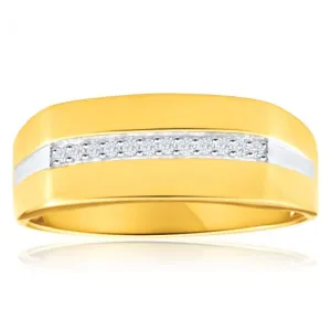 His and Hers Rings  9ct Yellow Gold Diamond Mens Ring with 10 Brilliant Diamonds Shiels
