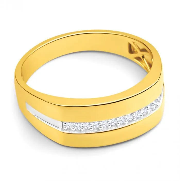 His and Hers Rings  9ct Yellow Gold Diamond Mens Ring with 10 Brilliant Diamonds Shiels