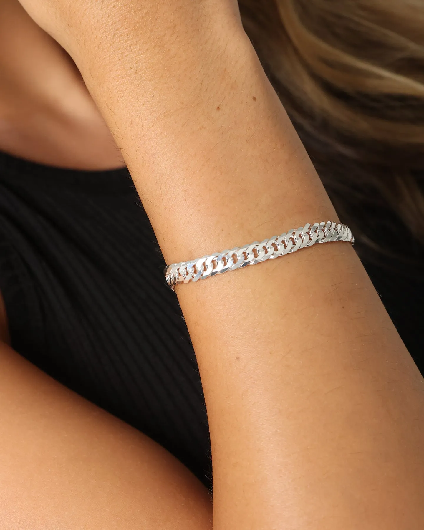 House Of Auric 6.4mm Double Curb Bracelet Sterling Silver