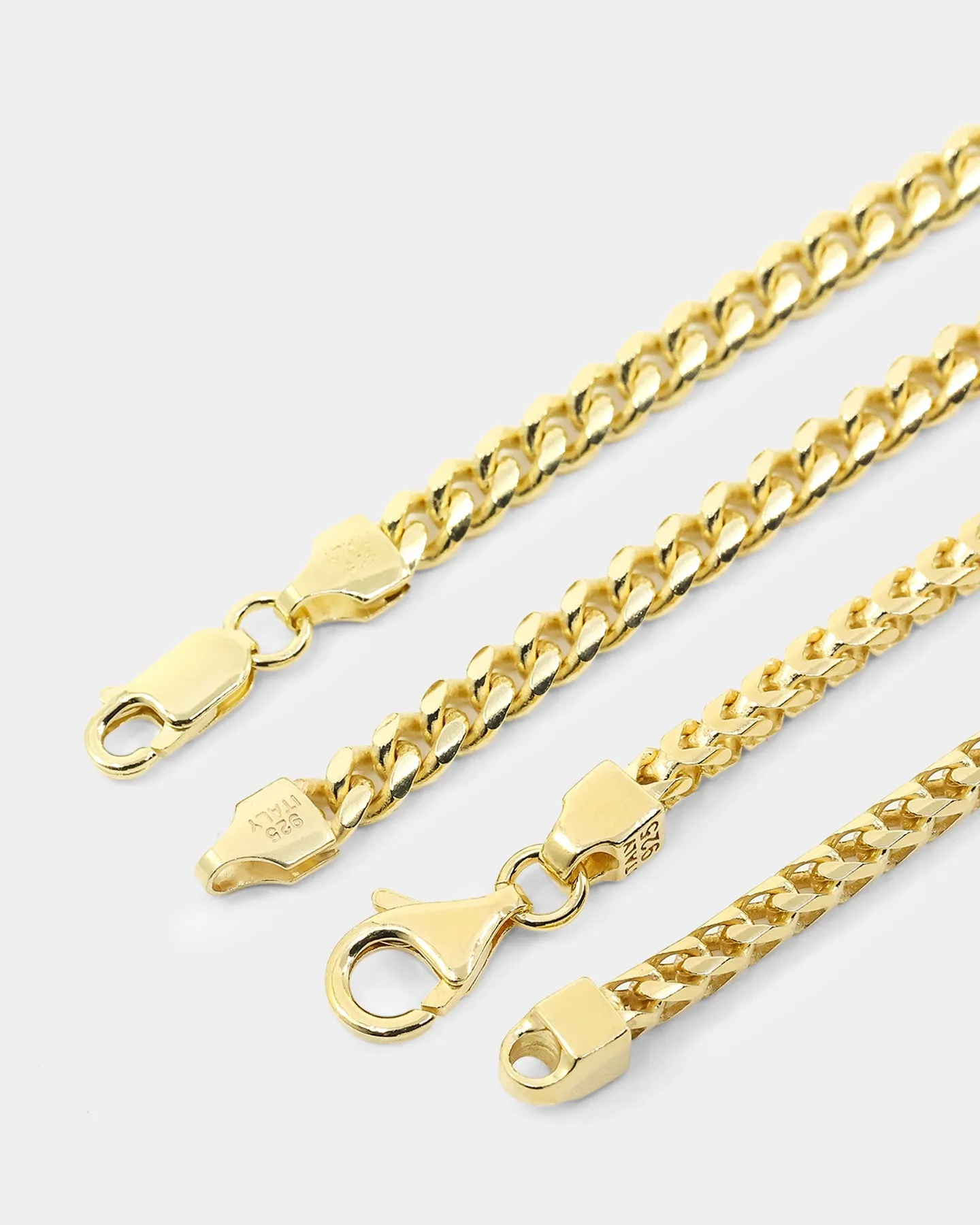 House Of Auric Cuban & Franco Stack Bracelet Set 18k Gold Vermeil