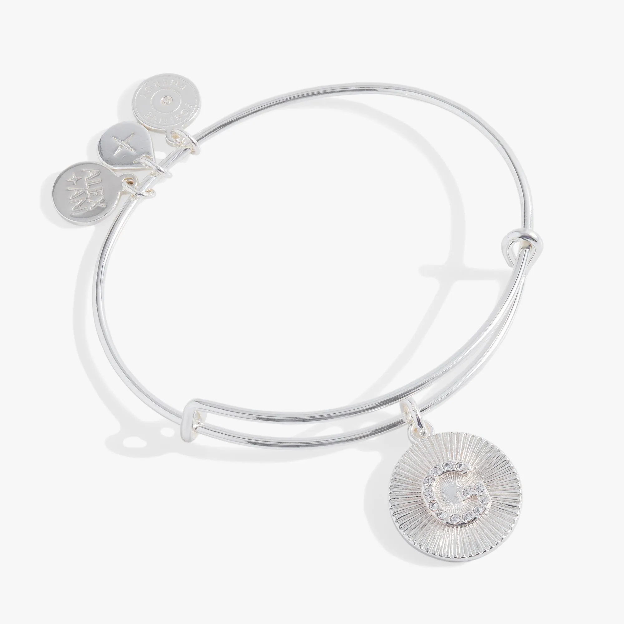 Initial G Pave Starburst Texture Bangle