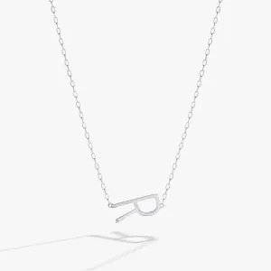 Initial R Precious Elongated Necklace