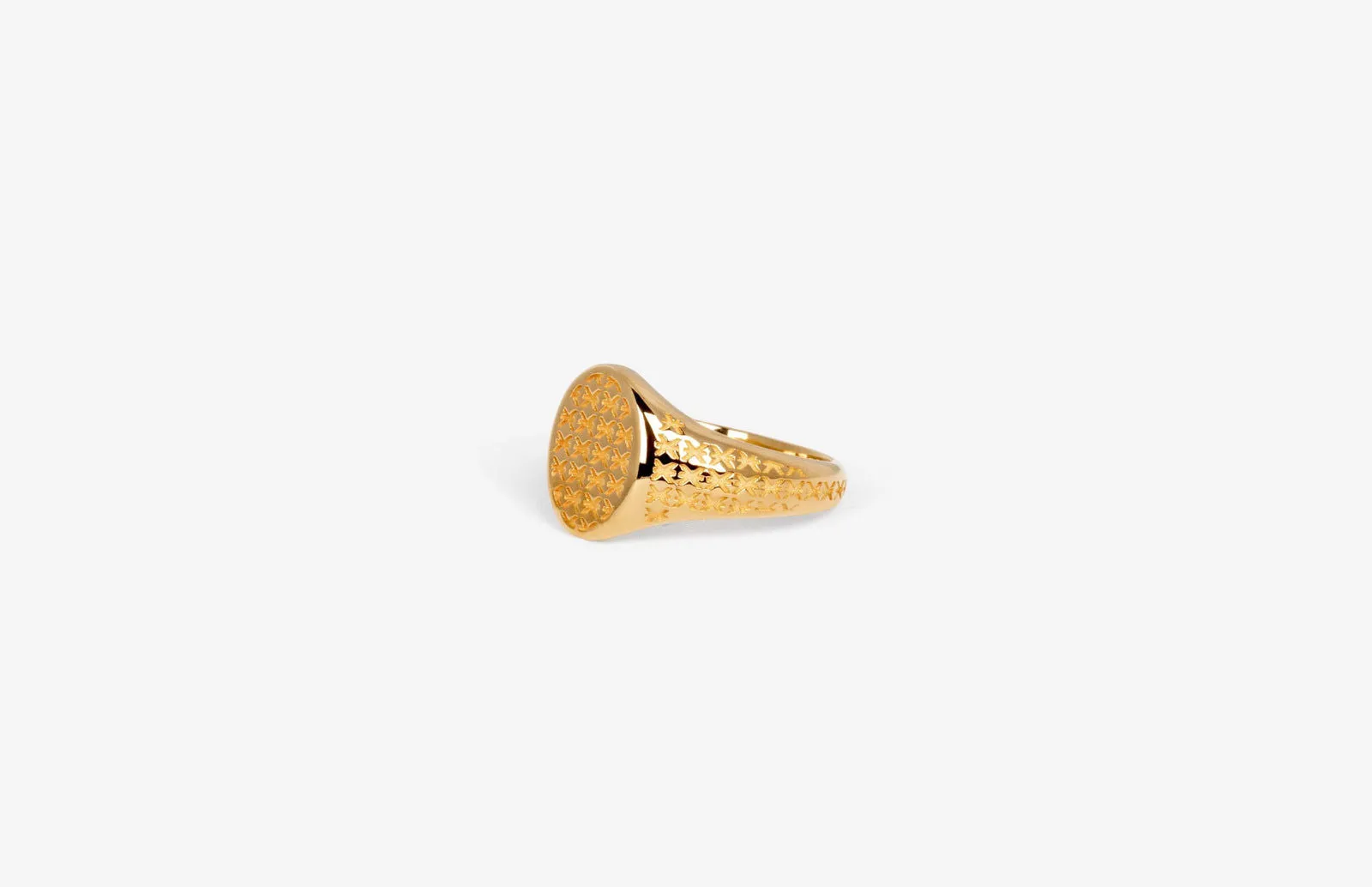 IX Mini Oval Logo Signet Gold Plated Ring