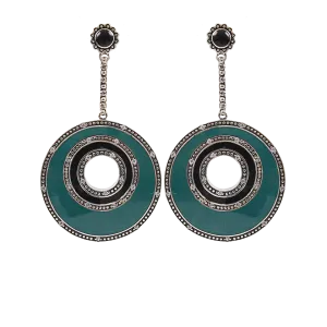 Jade Black Resin Circle Earrings