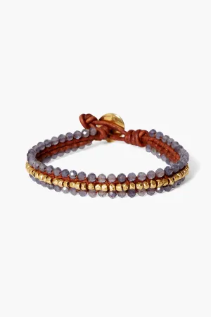 Koa Cuff Wrap Bracelet ~  Iolite