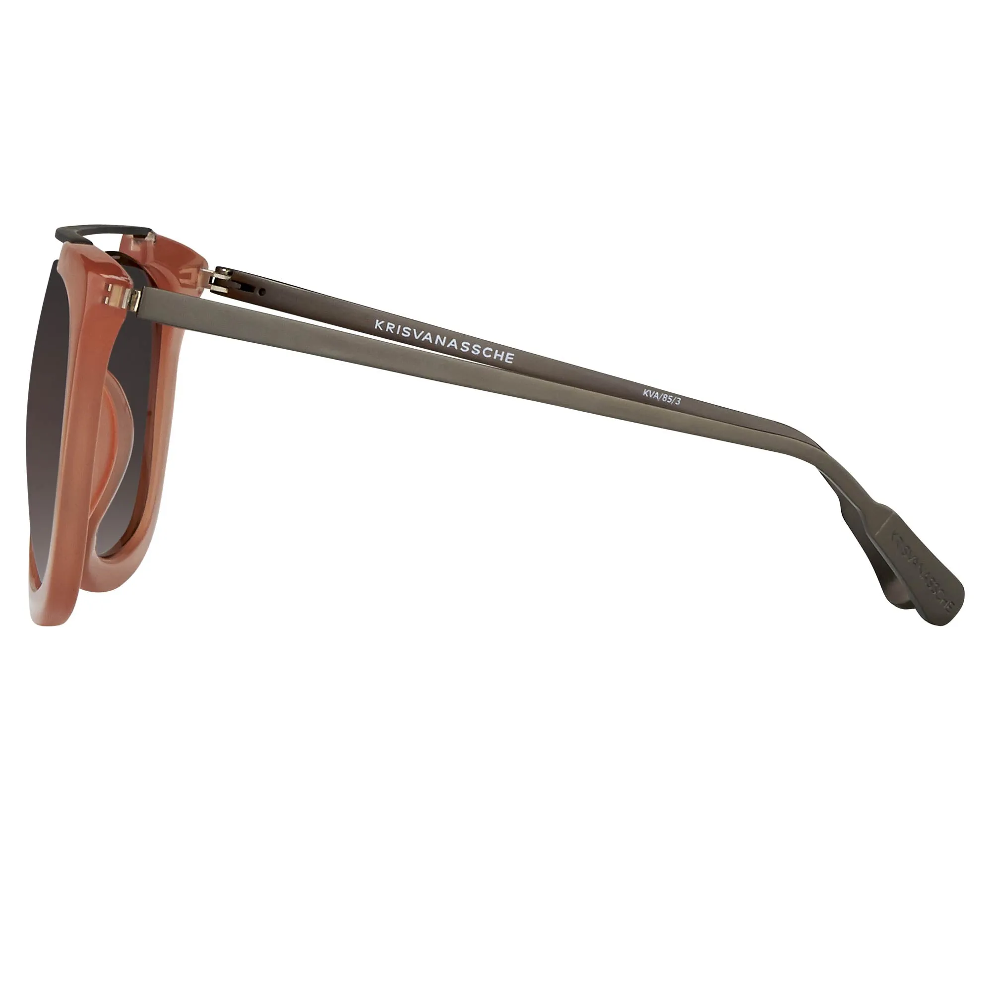 Kris Van Assche Sunglasses D-Frame Peach and Brown