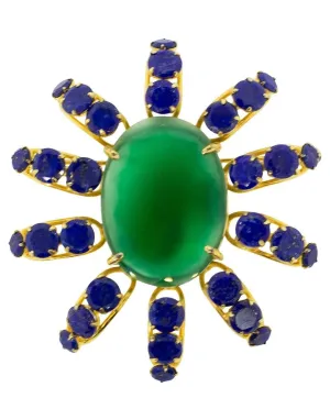 Lapis and Green Onyx Sunray Pin