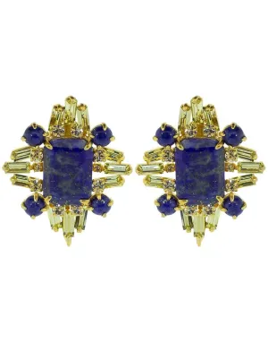 Lapis and Lemon Quartz Earrings
